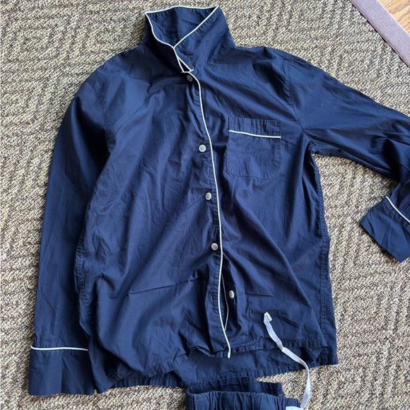 J. Crew Midnight Blue PJ Top and Bottoms with White Trim - Picture 8 of 8